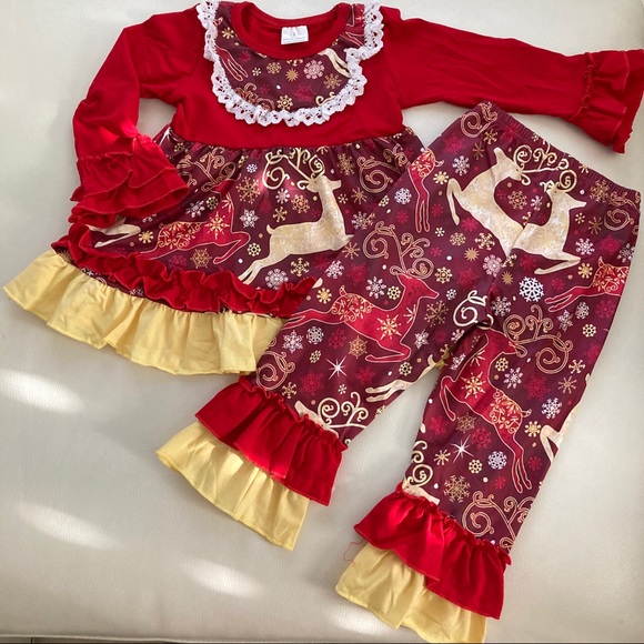 Christmas 🎄 🦌 Deer Cute Embroidered pants set - Picture 7 of 8
